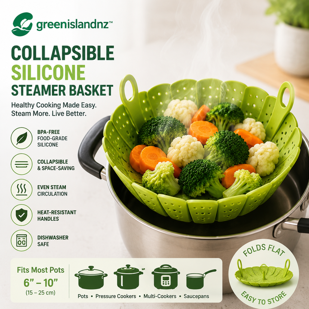 greenislandnz™ Collapsible Silicone Steamer Basket