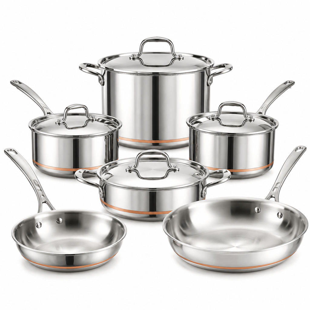 greenislandnz™ Professional Copper Core 12-Piece Stainless Steel Cookware Set