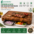 greenislandnz™ Premium Acacia End-Grain Butcher Block Cutting Station